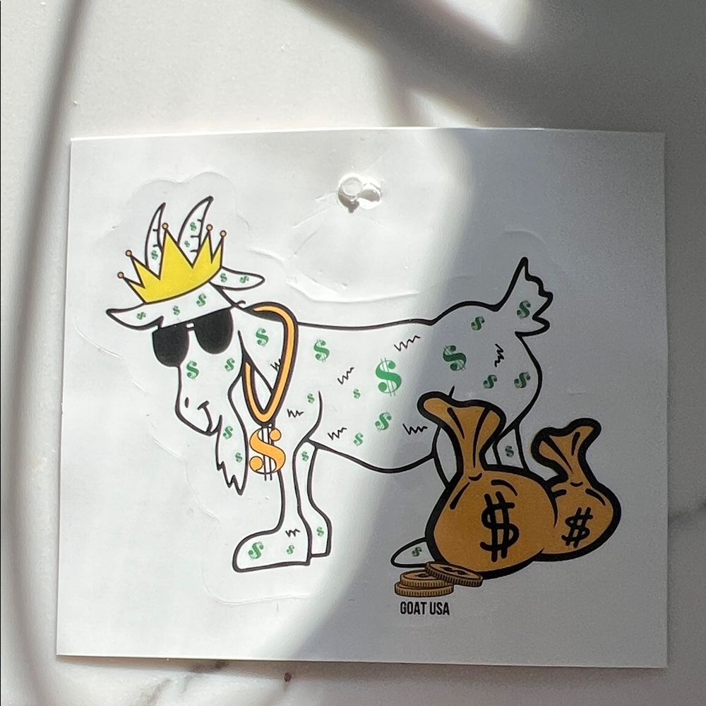 GOAT USA Money Goat Sticker - White & Gold Party Decor